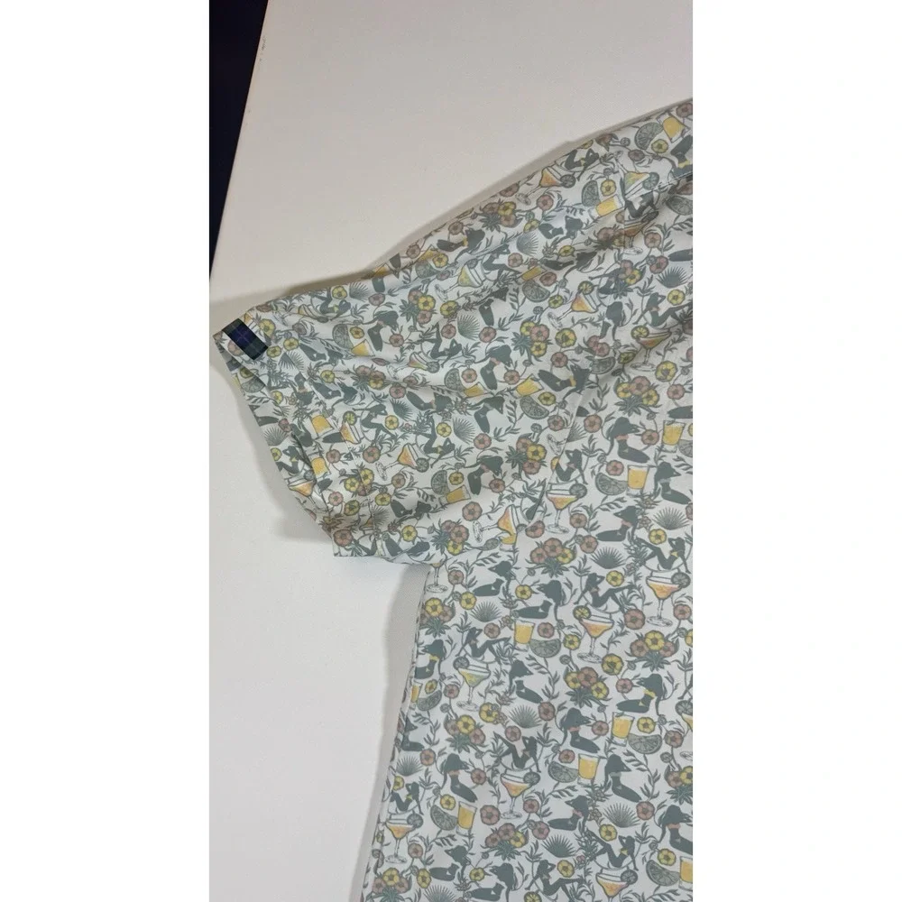 1. William Murray Polo Shirt Mens L Green‎ Golf Floral Cocktail Geometric